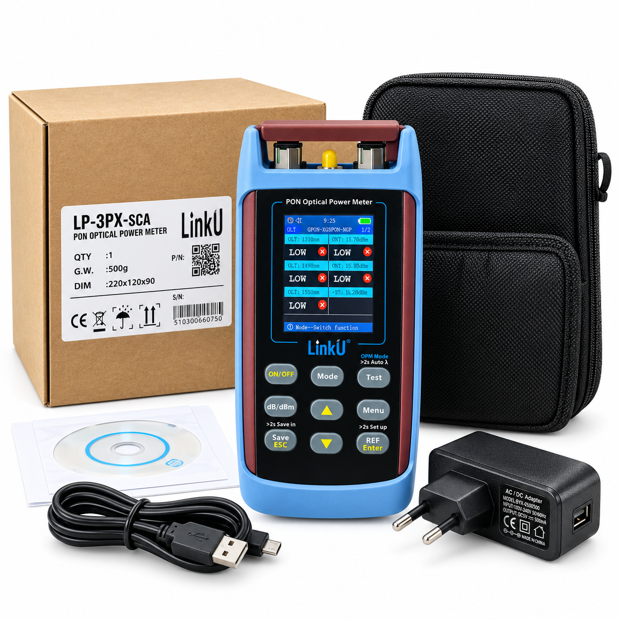 LinkU LP-3PX XG-PON Optical Power Meter — Fibramérica